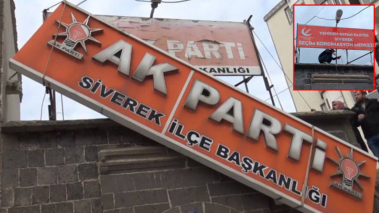 Siverek'te AKP ilçe başkanlığı tabelası söküldü, YRP'nin seçim merkezi oldu