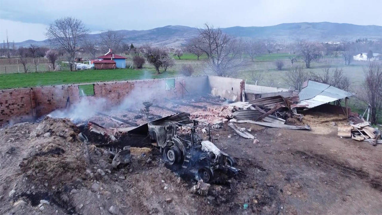 Amasya’da çiftlikte çıkan yangında 150’den fazla hayvan yaşamını yitirdi