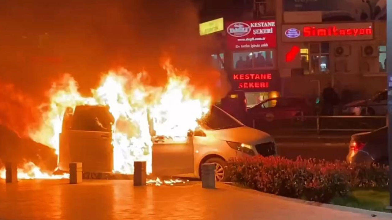 Bursa'da büyükşehir belediye başkan adayının makam aracı yandı