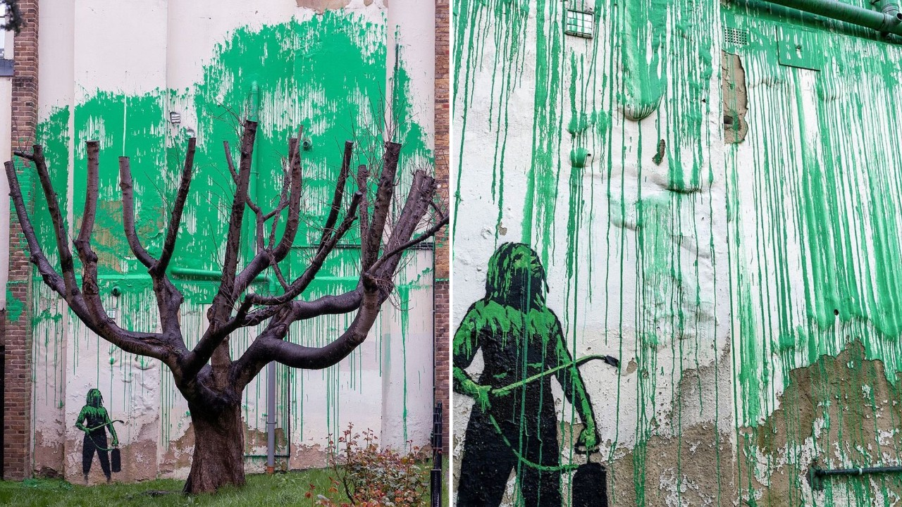 Gizemli sokak sanatçısı Banksy'nin Londra'daki yeni eserine ziyaretçi akını