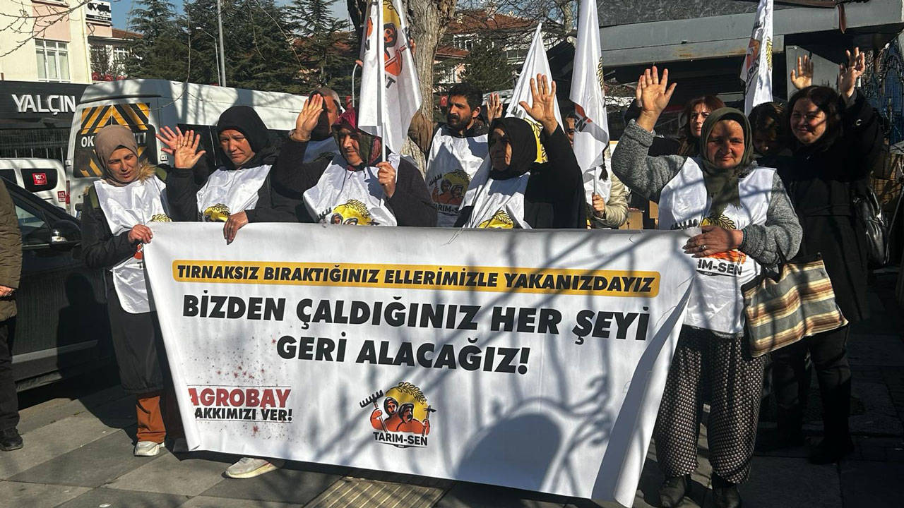 Agrobay işçileri, Çalışma Bakanlığı'nın önünde: Sendika haktır, engellenemez!
