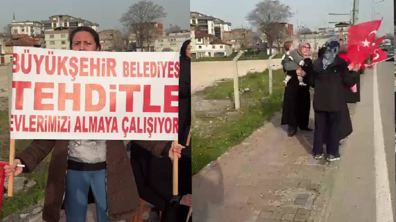 Bursa Osmangazi'de kentsel dönüşüm mağdurlarından protesto