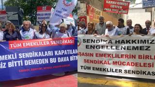 Emekliler, İstanbul ve Ankarada sendika kapatma davasına karşı eylem yaptı
