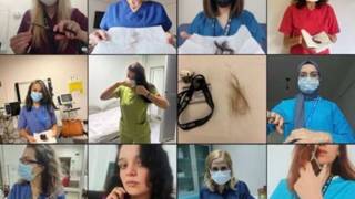 Darp edilen sağlık çalışanına destek: Hemşireler saçlarını kesti