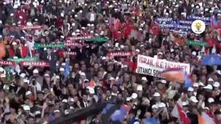 Erdoğanın mitingi sırasında açılan o pankart apar topar kaldırıldı